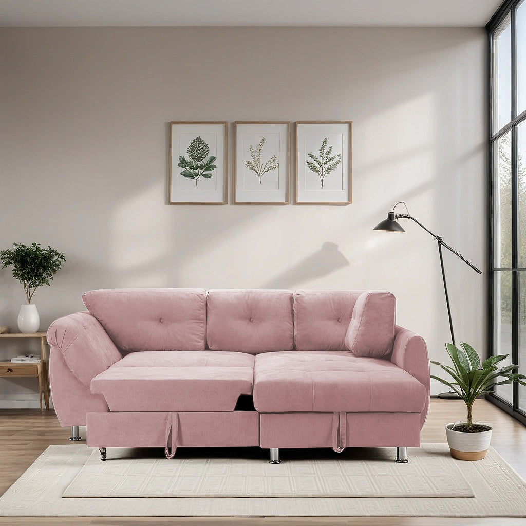 Coltar Extensibil MERLIN, cu lada depozitare, 230 x 190 x 93 cm, Prestigehome, #color_Roz-Flamingo-Enjoy