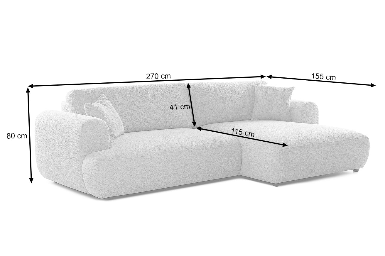 Colțar Extensibil 3 locuri NOA, cu ladă de depozitare, 270x155x80 cm