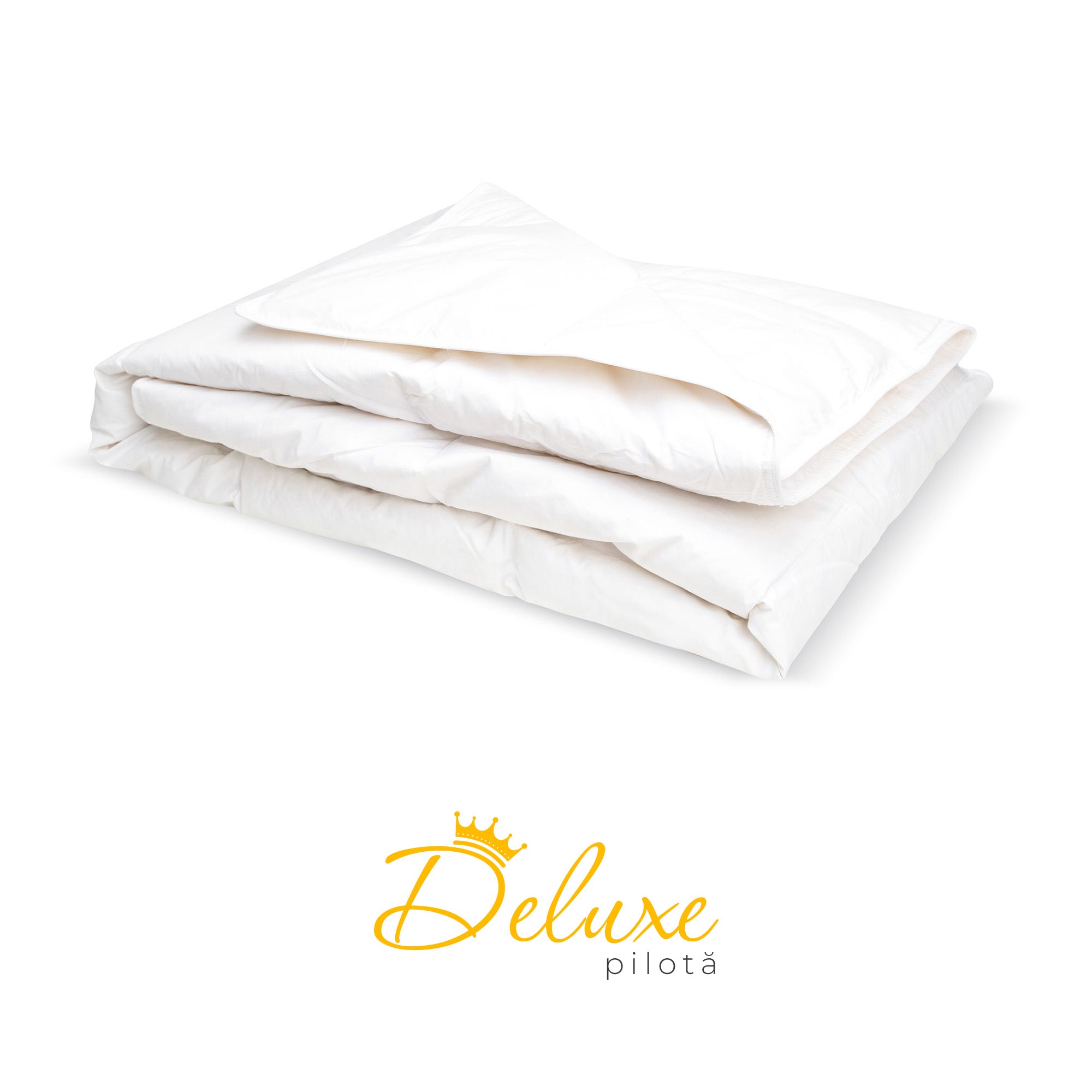 Pilotă Deluxe 4 anotimpuri cu pene și puf de gâscă husă bumbac 200x200 cm