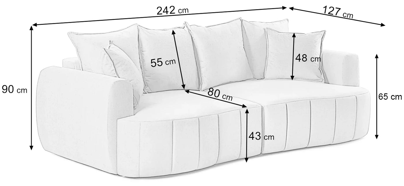 Canapea Extensibilă 3 locuri SAMBA, cu 2 lăzi depozitare,  242x127x90 cm