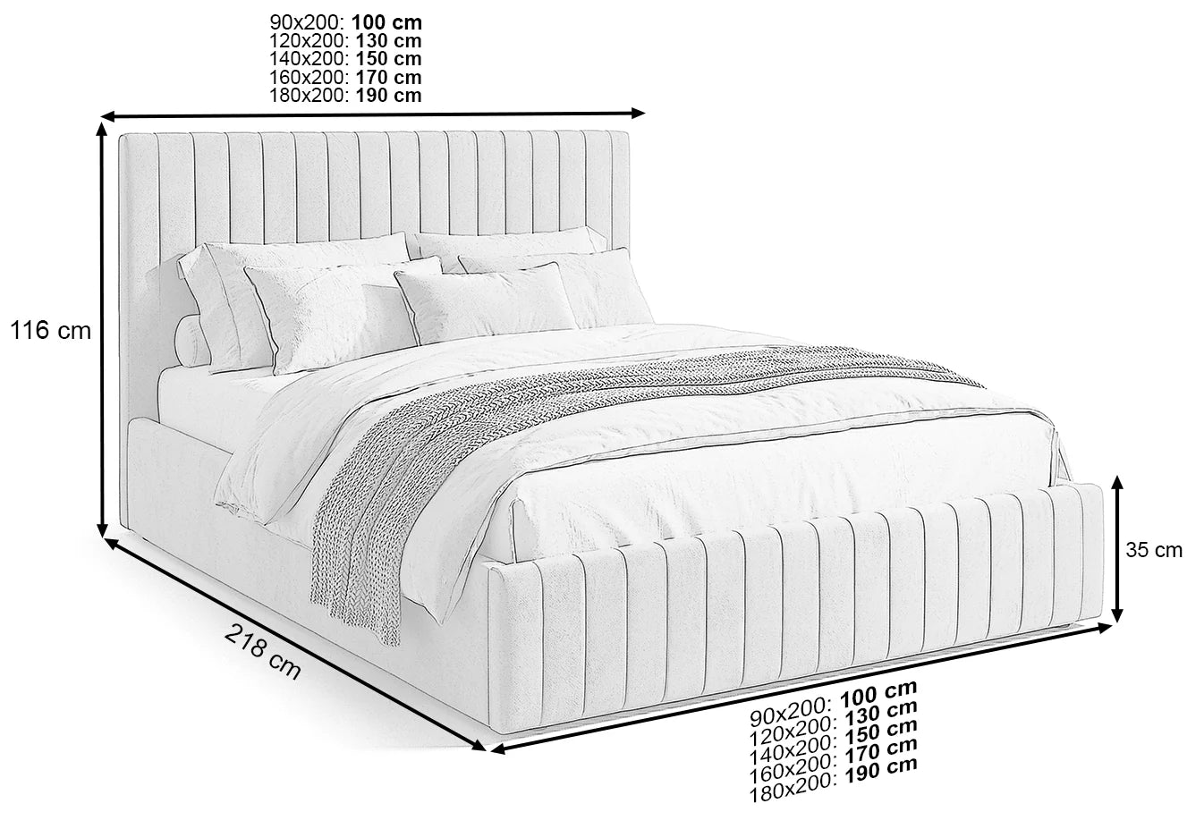 Pat Tapițat Sara, cu somieră fixă și tăblie înaltă, 160x200 cm, Bej - Outlet