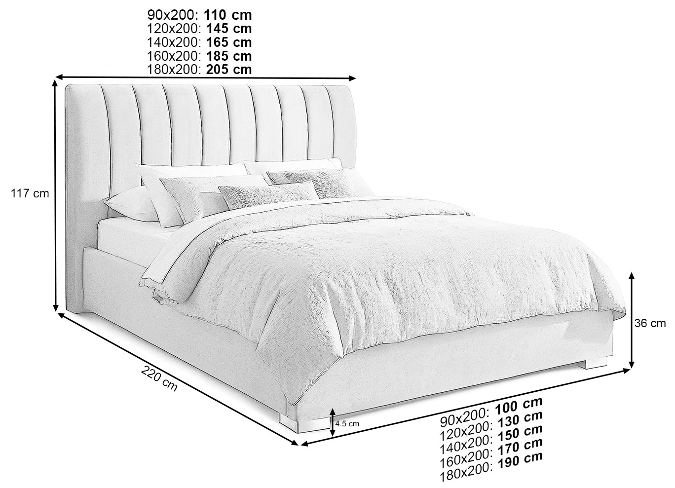 Pat Tapițat Santiago, cu somieră rabatabilă și ladă de depozitare