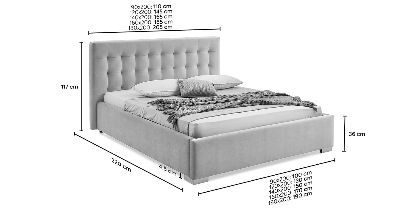 Pat Tapițat Strasbourg, cu somieră rabatabilă și ladă de depozitare