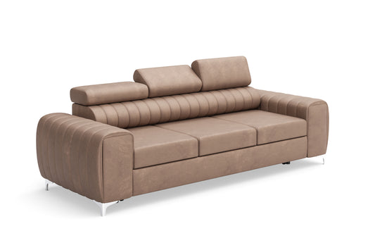 Canapea Extensibilă 3 locuri TIME, cu tetiere reglabile, cu suport lombar, 255x97x94 cm, Bej închis
