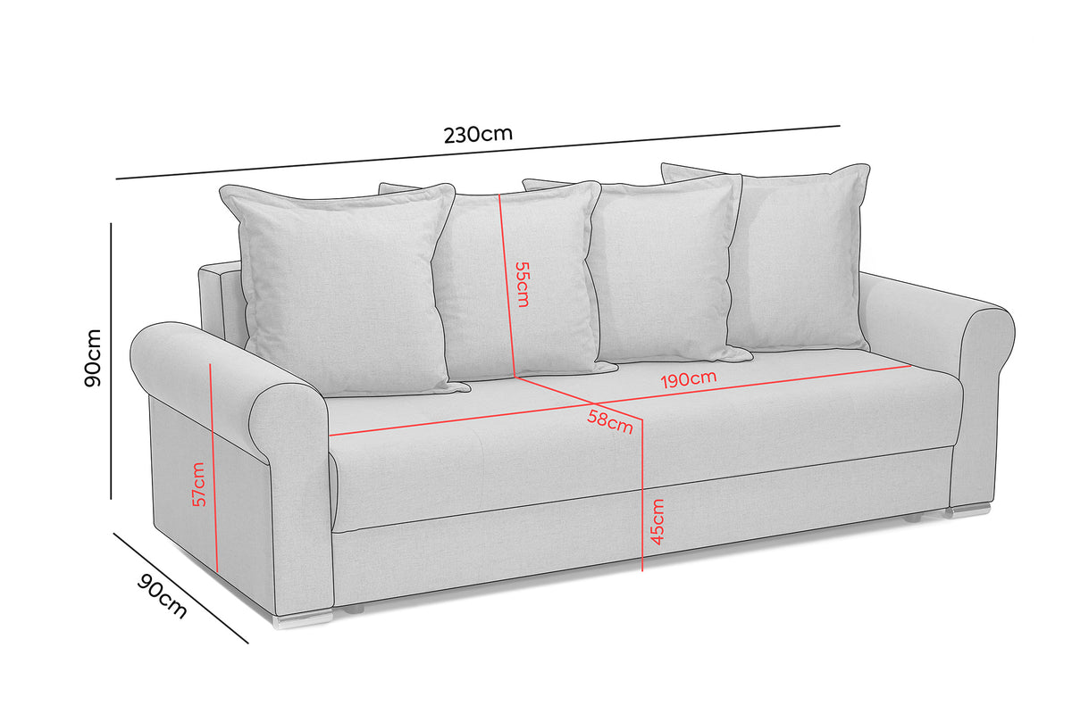 Canapea Extensibilă 3 locuri Torino, 230x90x90 cm