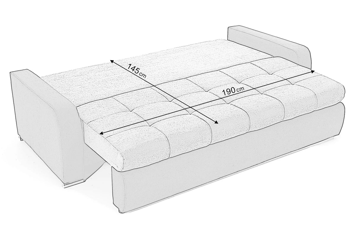 Canapea Extensibilă 3 locuri  MODA, cu ladă de depozitare, 220x100x90 cm