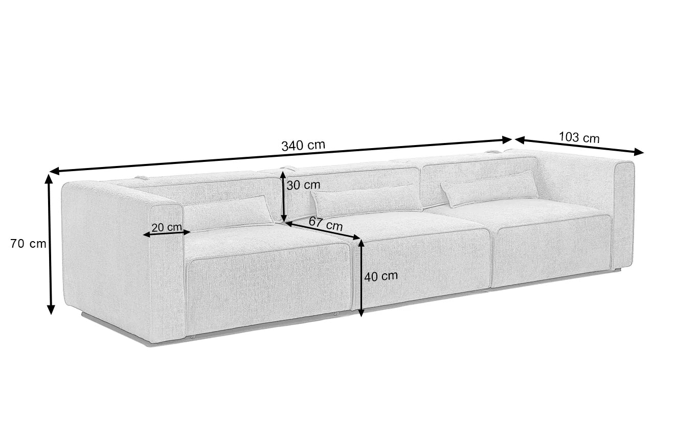 Canapea Extensibilă 5 locuri ZANETTO, cu 3 lăzi depozitare, 340x103x70 cm