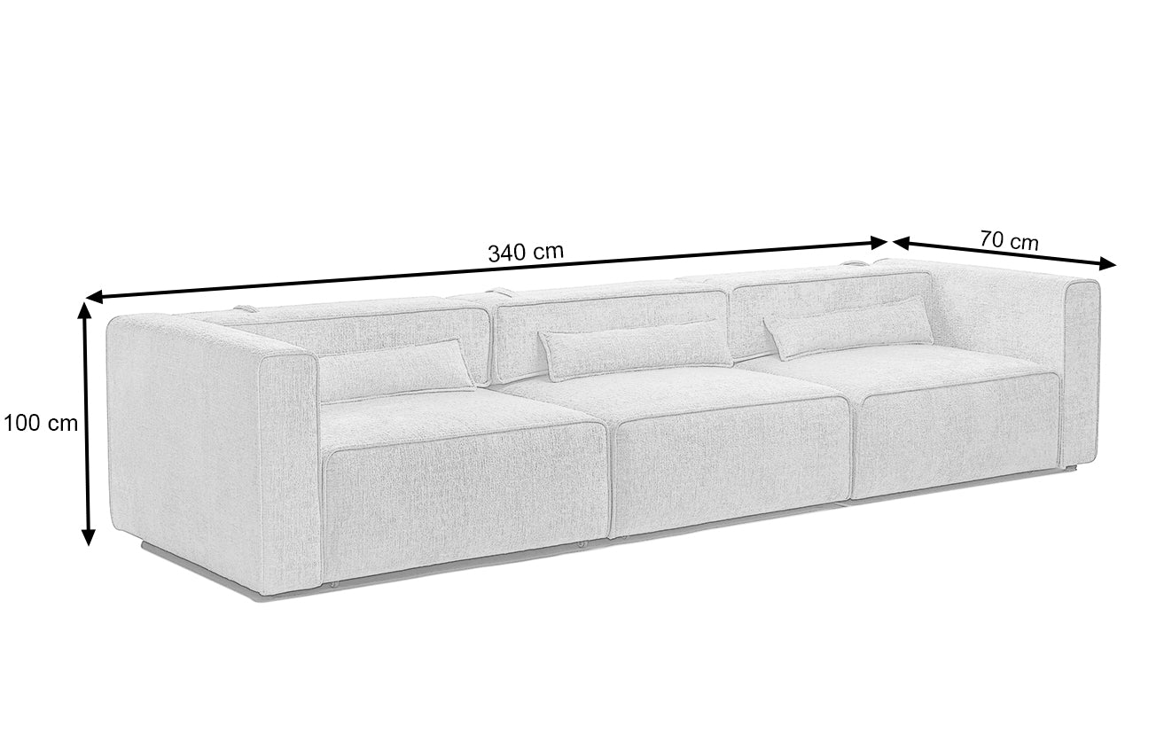 Canapea Extensibilă 4 locuri ZANETTO, cu 3 lăzi depozitare, 340x100x70 cm