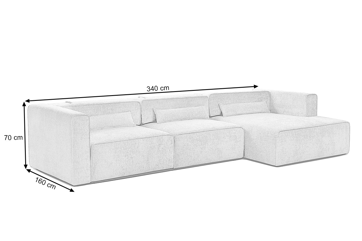 Colțar Extensibil 5 locuri ZANETTO, cu ladă de depozitare, 340x160x70 cm