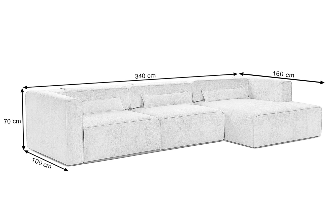Colțar Extensibil 5 locuri ZANETTO, cu ladă de depozitare, 340x160x70 cm