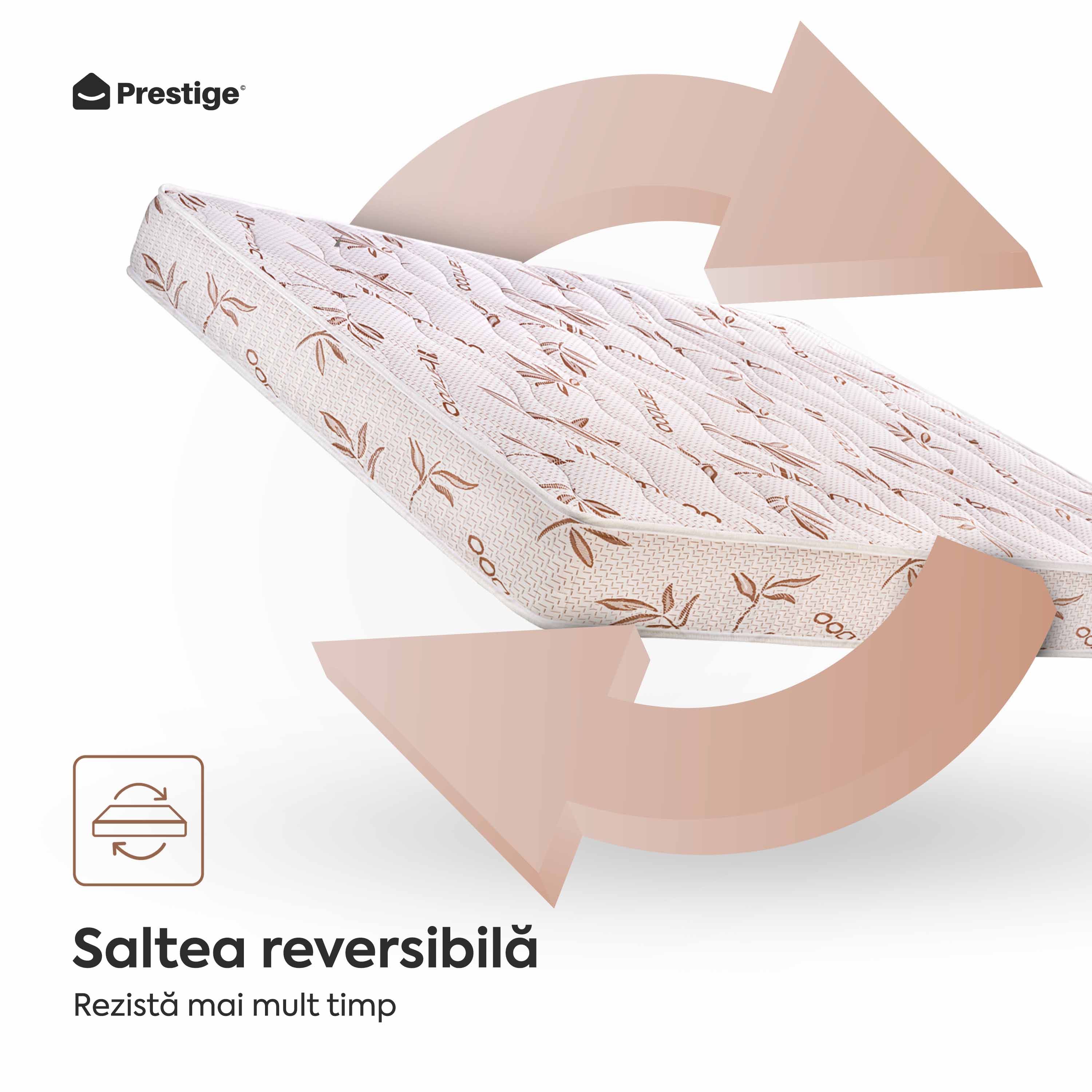 Saltea BAMBOO CONFORT, spumă poliuretanică, reversibilă, hipoalergenică, super ortopedică, Grosime 19 cm  - Prestige Home