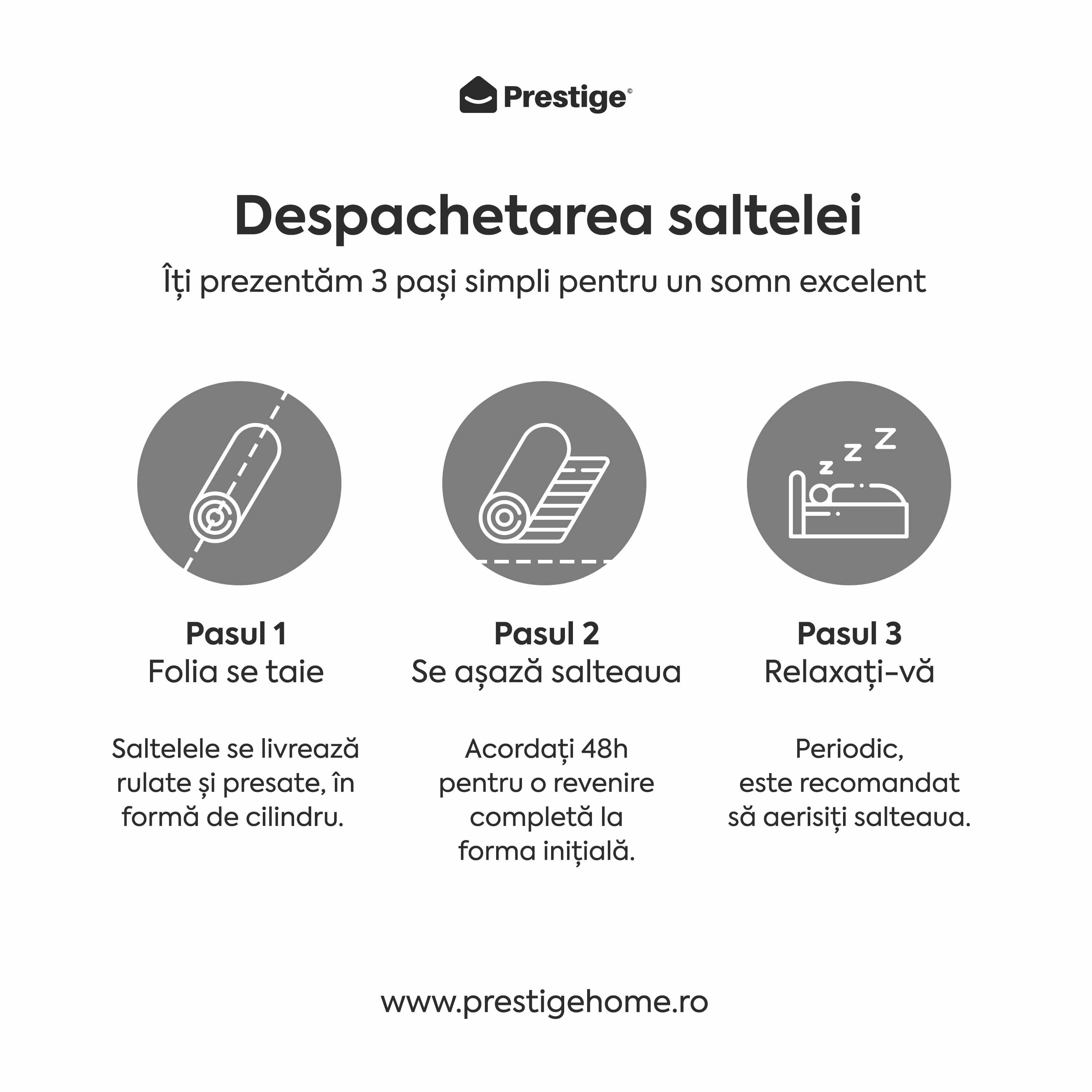 Saltea BAMBOO CONFORT, spumă poliuretanică, reversibilă, hipoalergenică, super ortopedică, Grosime 19 cm  - Prestige Home
