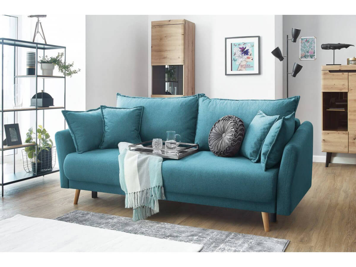 Canapea Extensibilă 3 locuri JULIET, cu ladă de depozitare, 215x88x95 cm - Prestigehome.ro - Canapea - Prestige #color_Turcoaz-Como