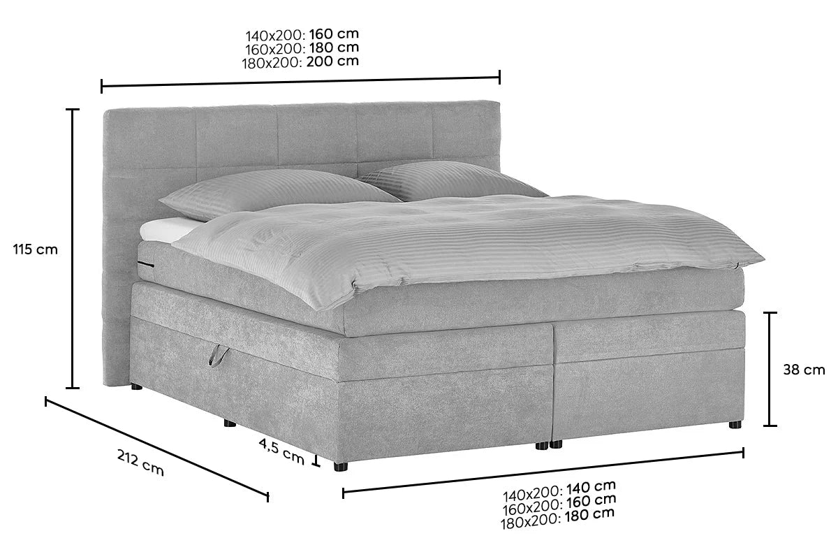 Pat Boxspring Gibson, cu ladă de depozitare, saltea și topper incluse