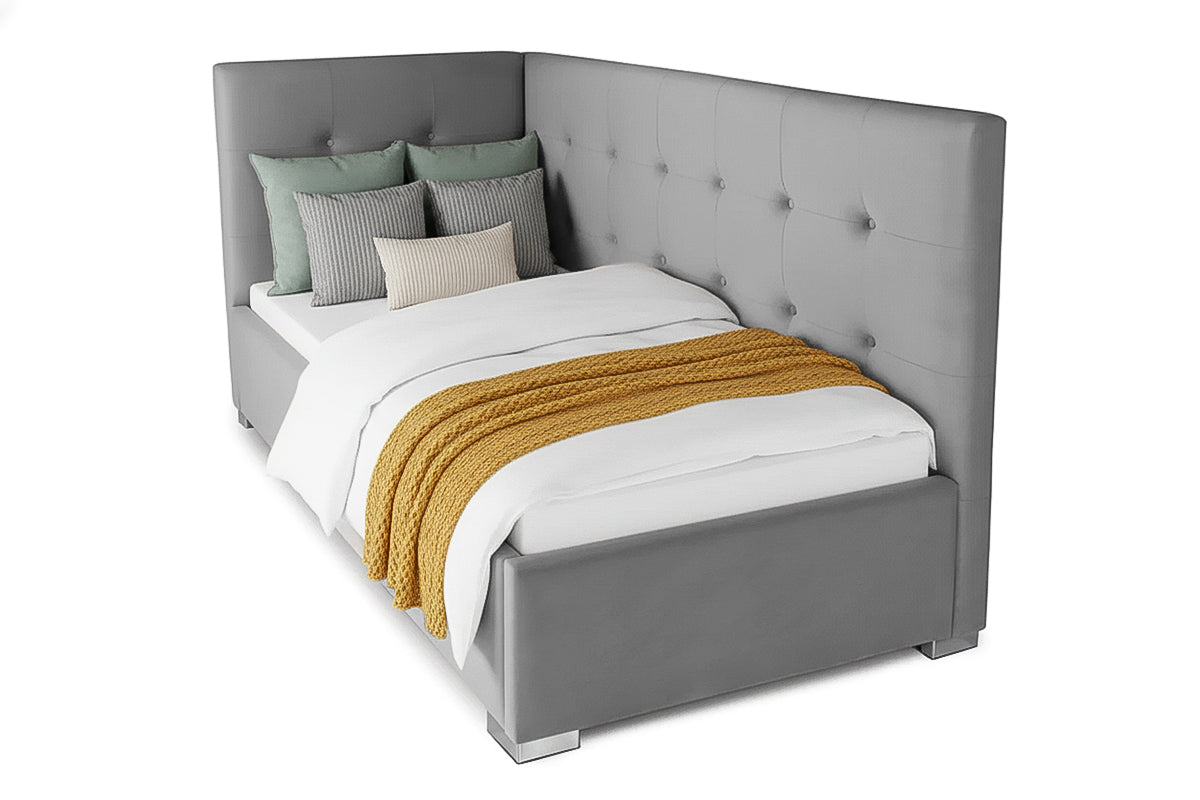 Pat Tapițat Lille de colț, cu somieră rabatabilă și ladă depozitare, #color_Swing-Gri