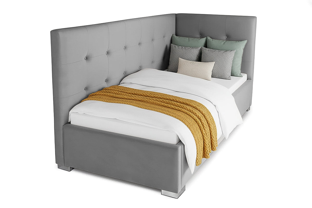 Pat Tapițat Lille de colț, cu somieră rabatabilă și ladă depozitare, #color_Swing-Gri