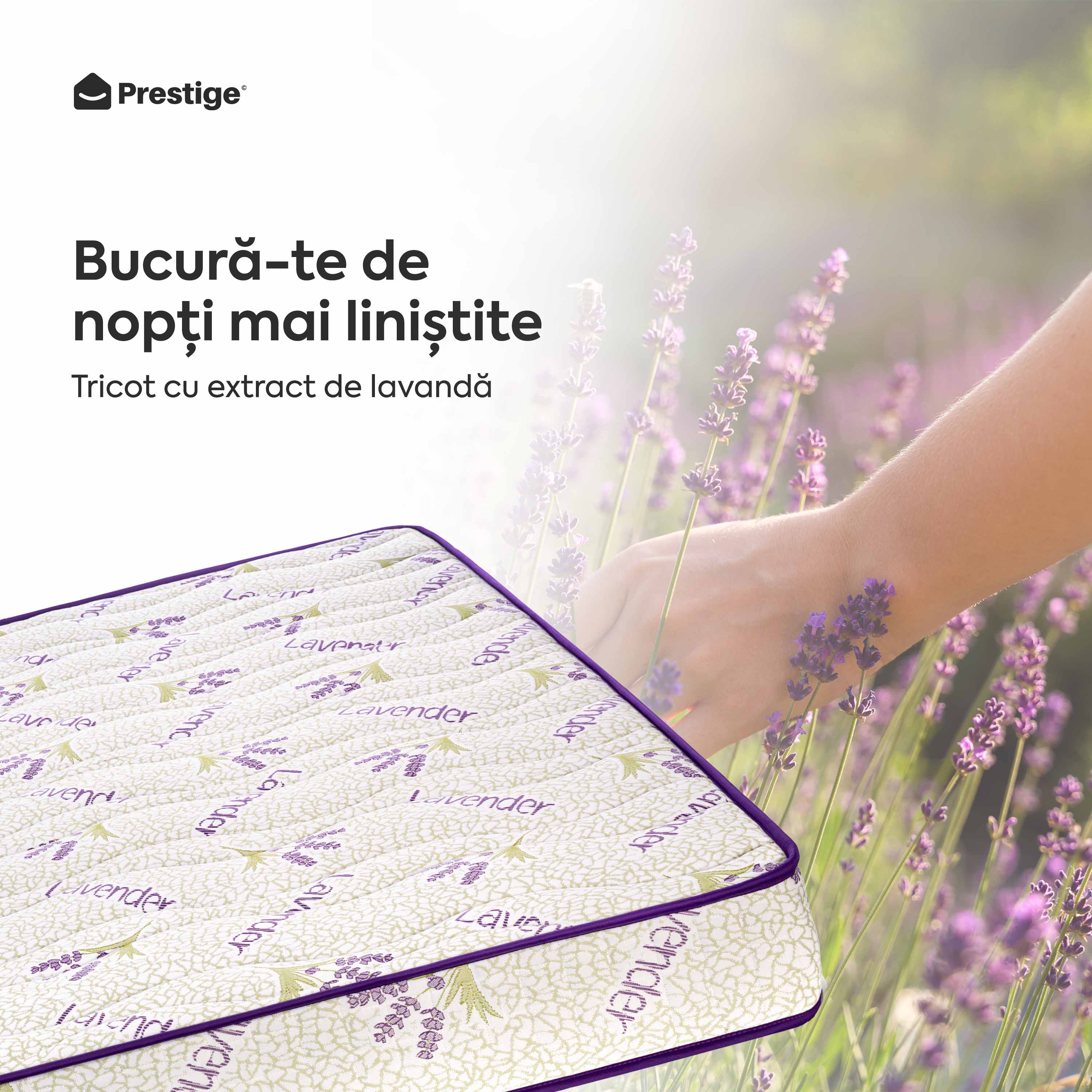 Saltea LAVENDER AIR-FRESH, spumă poliuretanică, reversibilă, hipoalergenică, super ortopedică, Grosime 19 cm  - Prestige Home