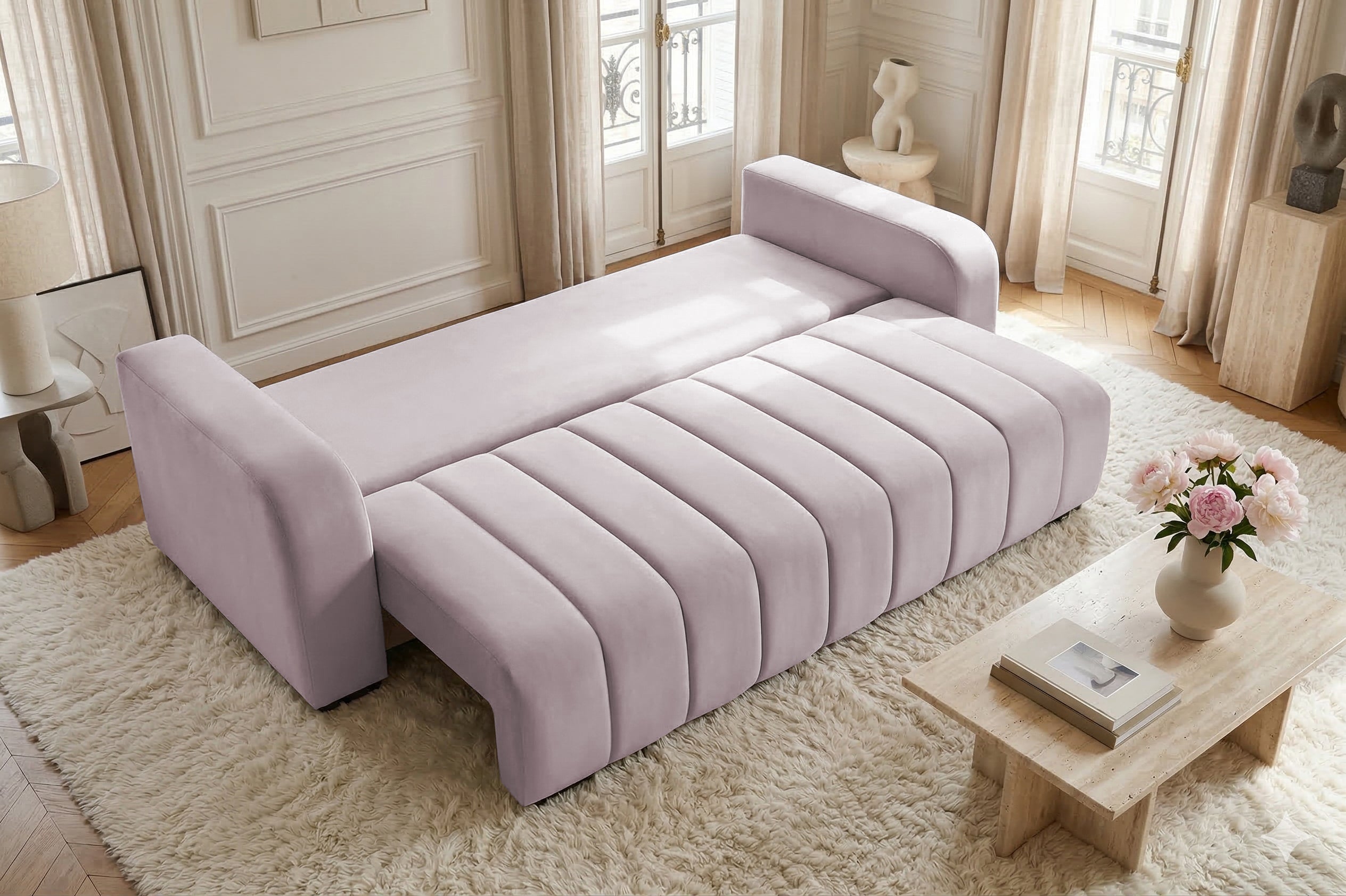 Canapea Extensibila 3 locuri Diego, cu lada de depozitare, 230x92x90 cm - Prestigehome.ro - Canapea - Prestige - #color_velutto-roz