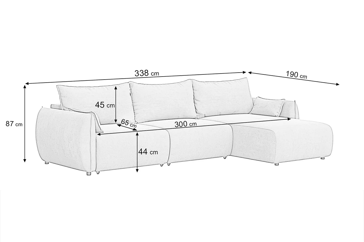 Colțar Extensibil OSAKA, cu 2 lăzi depozitare, șezlong interschimbabil, 338x190x87 cm