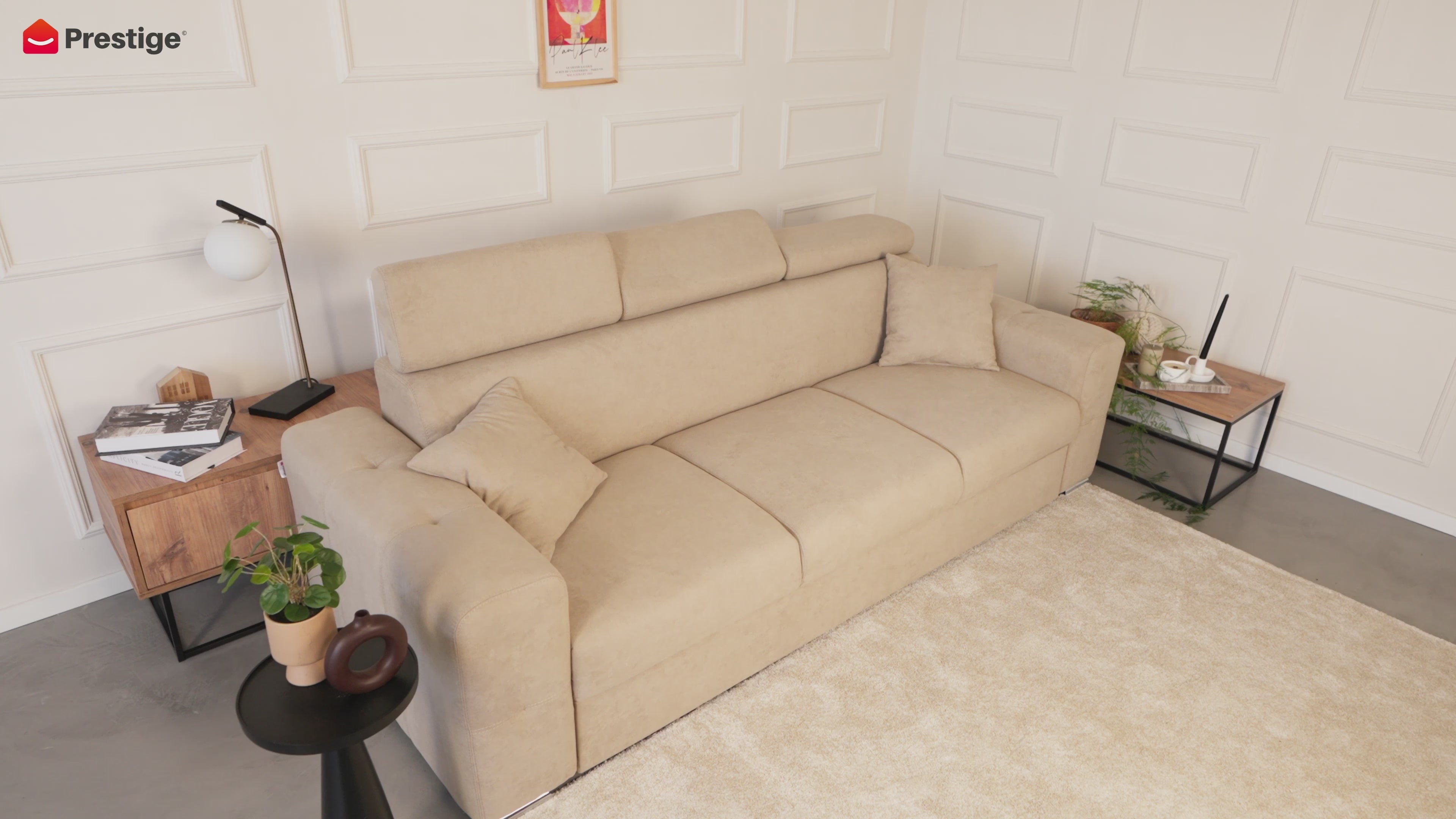 Canapea Extensibila 3 locuri BELLAGIO, cu tetiere, 235x95x85 cm - Prestigehome.ro - Canapea 3 Locuri - Prestige 