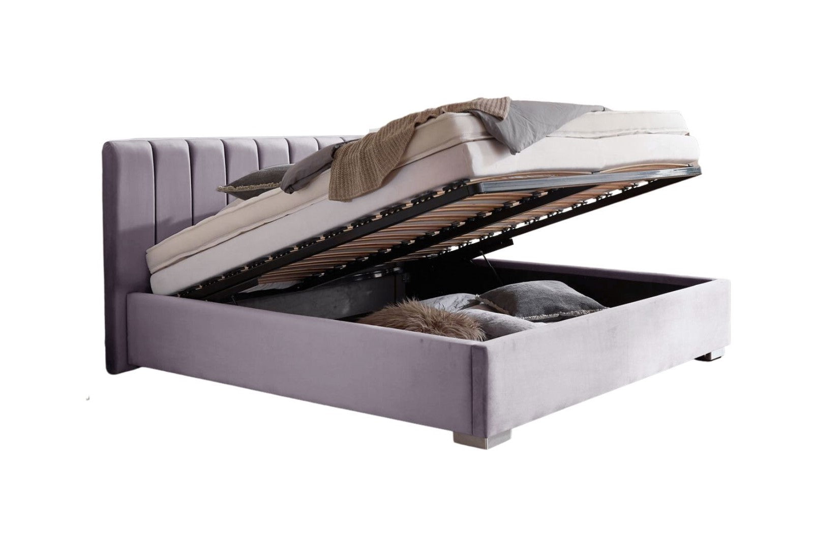 Pat Tapițat Santiago, cu somieră rabatabilă și ladă de depozitare, Prestigehome.ro, Prestige, #Color_swing-violet