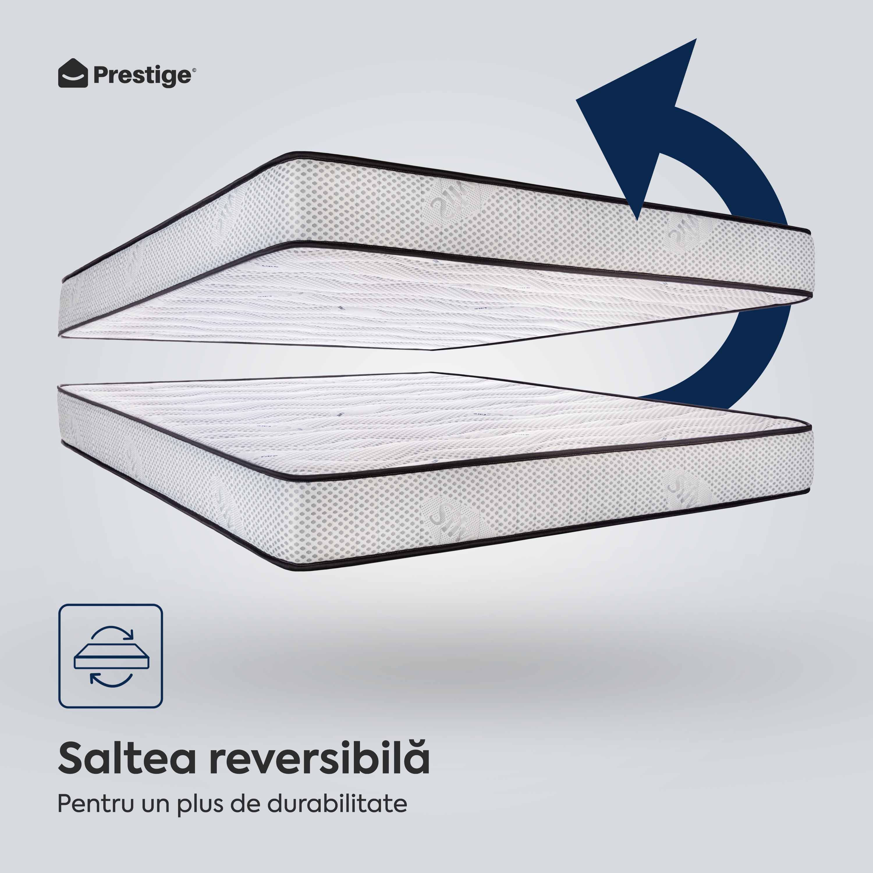 Saltea SILVER FLEX, spumă poliuretanică, reversibilă, hipoalergenică, super ortopedică, Grosime 19 cm  - Prestige Home