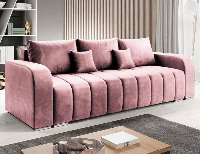 Canapea Extensibila 3 locuri Diego, cu lada de depozitare, 230x92x90 cm - Prestigehome.ro - Canapea - Prestige - #color_velutto-roz