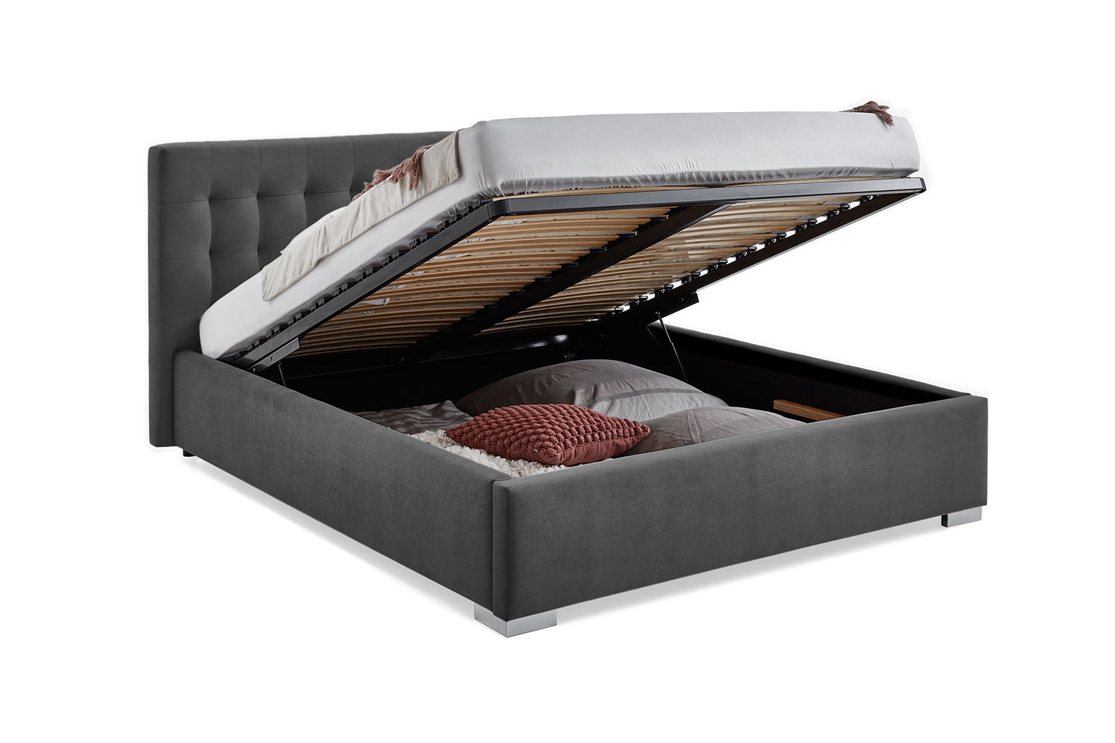 Pat Tapitat Strasbourg, cu Lada Rabatabil, Velur-Menta, Prestigehome.ro, Prestige, #Color_swing-antracit