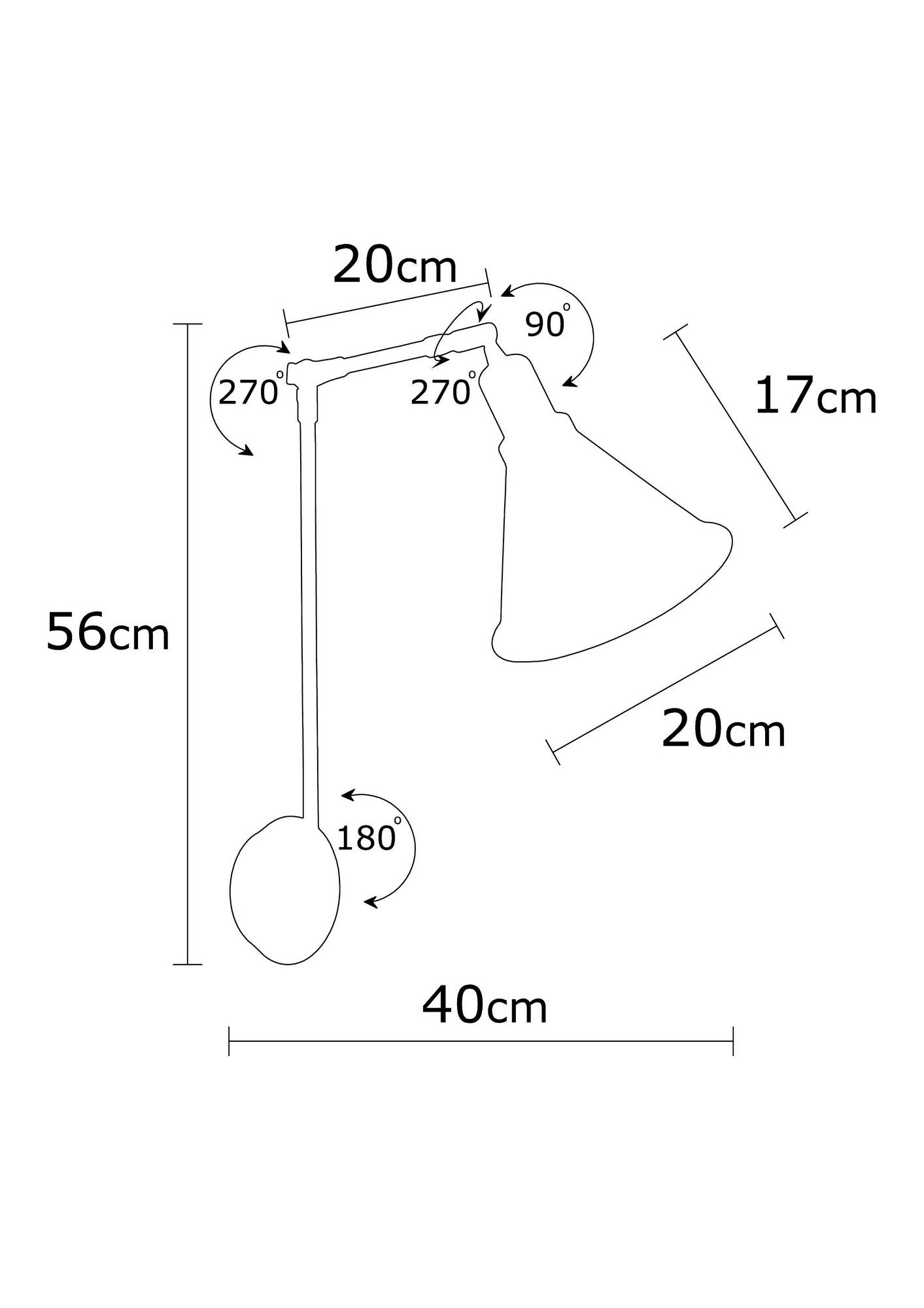 Aplică Berceste N-682, 56 cm, fasung E 27, Max 40W - Prestige Home