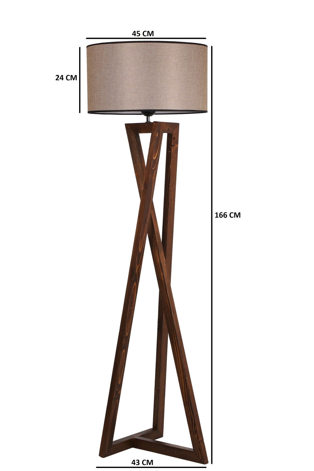 Lampadar LUN 2157, lemn/material textil, fasung E27, 40W