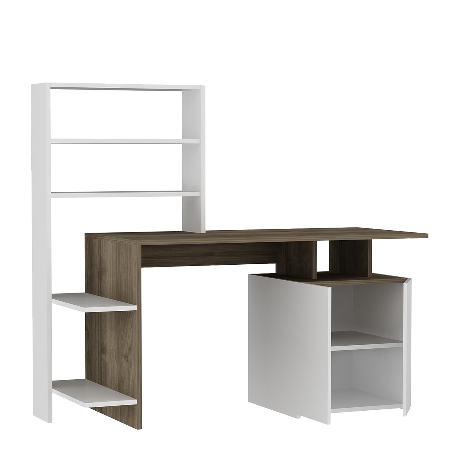 Birou set MELIS cu rafturi, 146x74x60 cm, Alb/Maro - Prestigehome.ro - Birou - Prestige