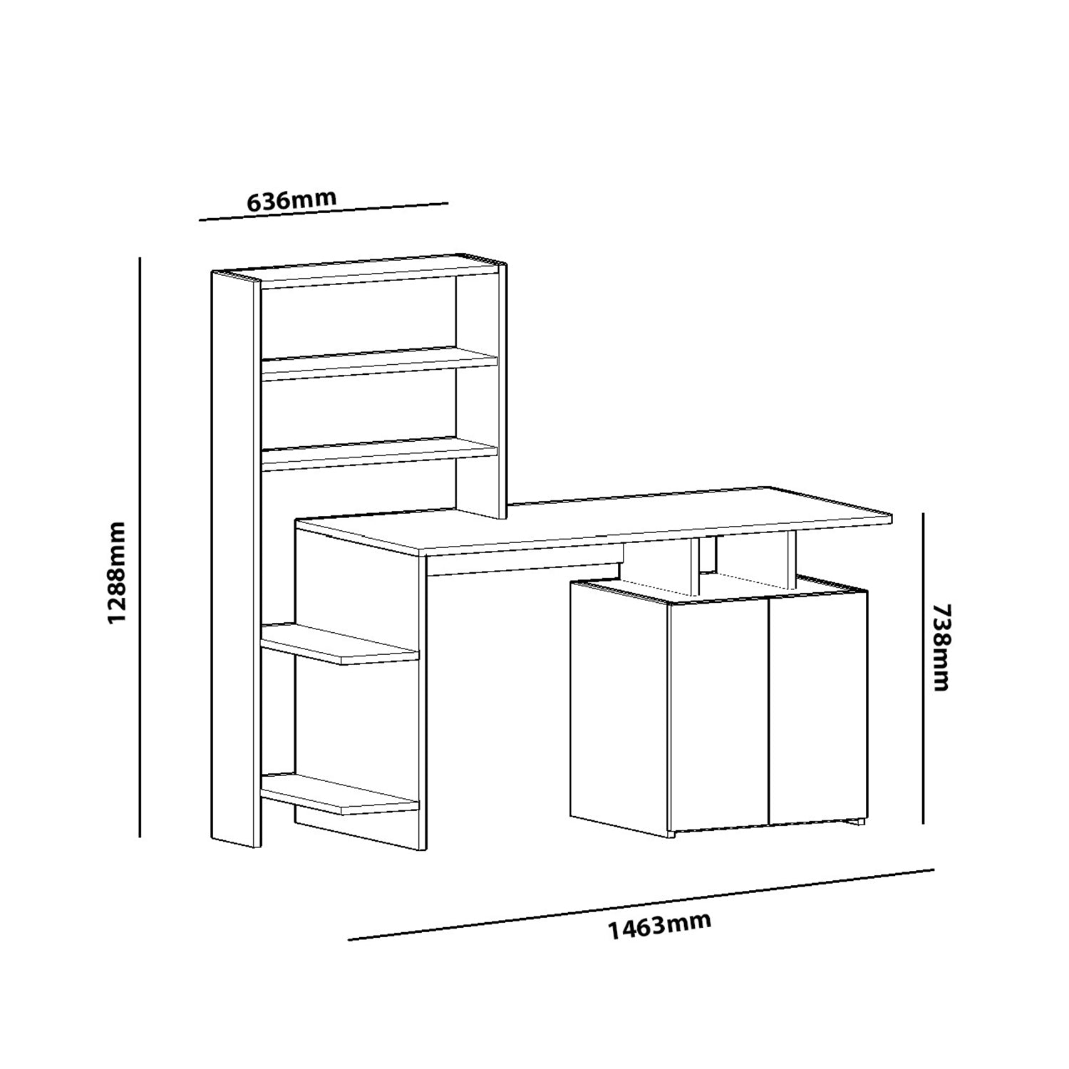 Birou set MELIS cu rafturi, 146x74x60 cm, Alb/Maro - Prestigehome.ro - Birou - Prestige