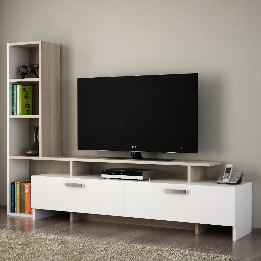 Comode TV SIMAL, melamina, 168x120x30 cm, Alb - Prestigehome.ro - Comode TV - Prestige