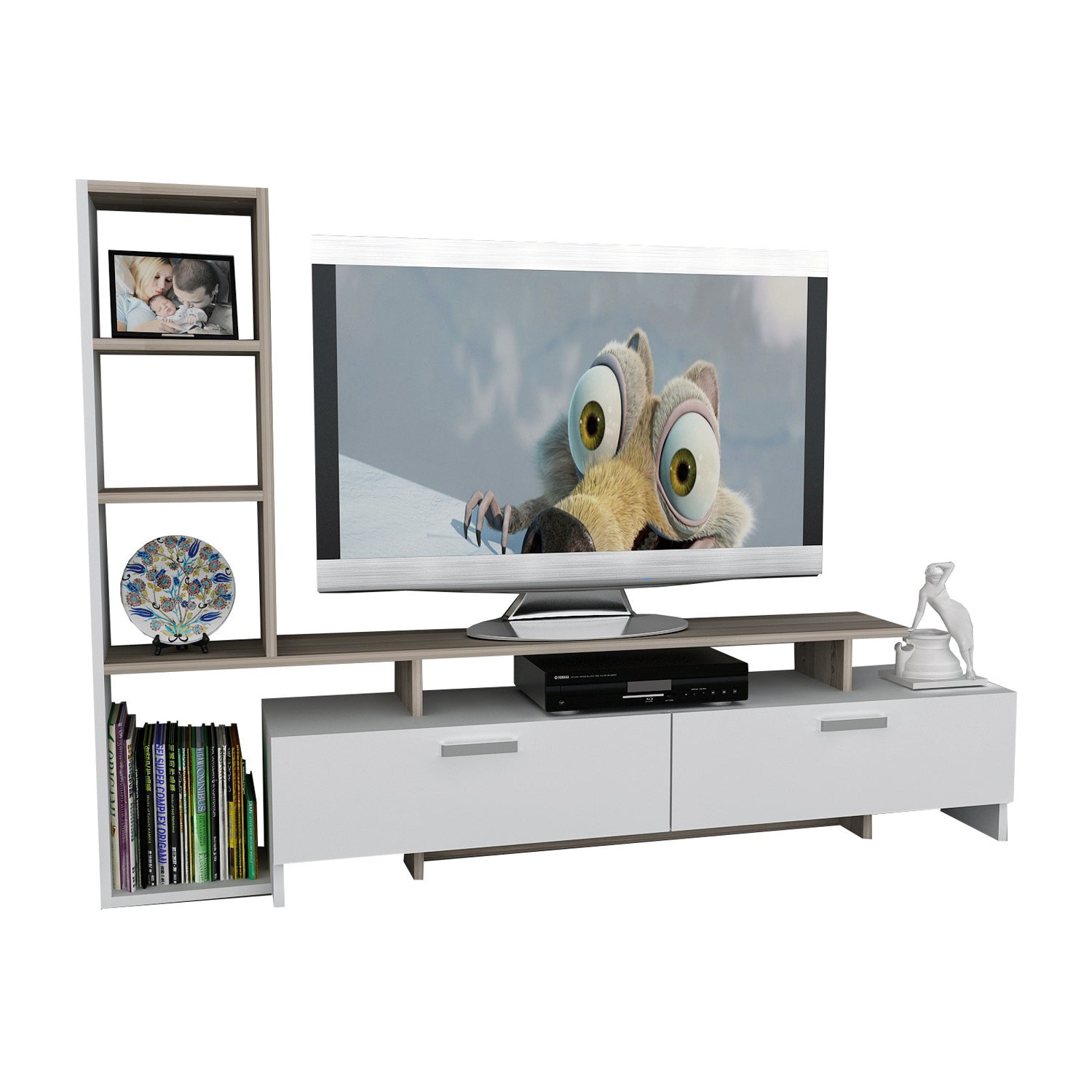 Comode TV SIMAL, melamina, 168x120x30 cm, Alb - Prestigehome.ro - Comode TV - Prestige