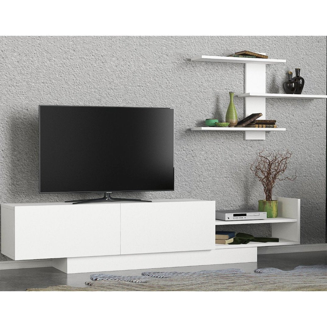 Comode TV EGEMEN, melamina, 180x32x40 cm, Alb - Prestigehome.ro - Comode TV - Prestige