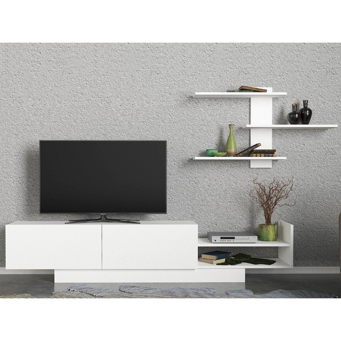 Comode TV EGEMEN, melamina, 180x32x40 cm, Alb - Prestigehome.ro - Comode TV - Prestige