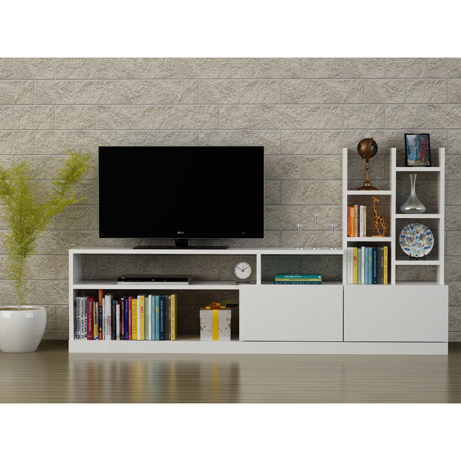 Comode TV DOLUNAY, melamina, 165x91x25 cm, Alb - Prestigehome.ro - Comode TV - Prestige