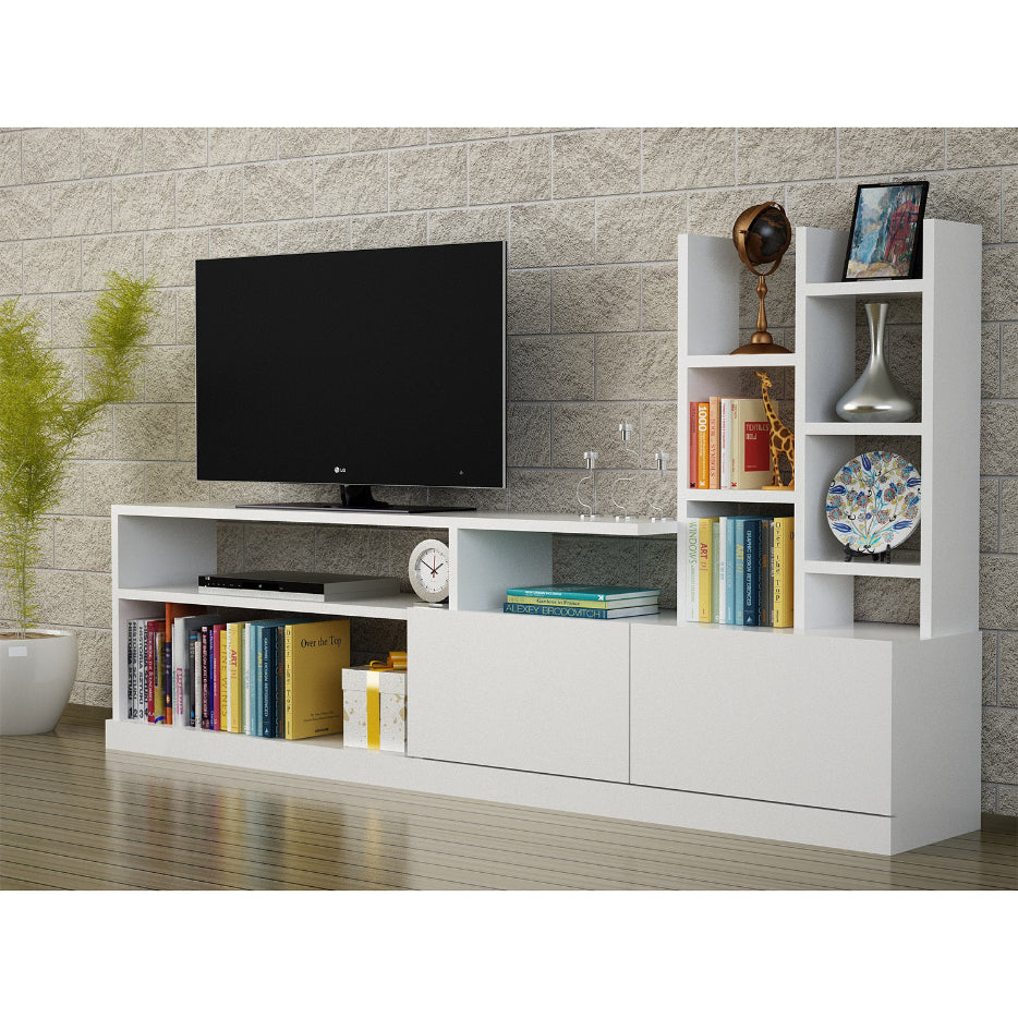 Comode TV DOLUNAY, melamina, 165x91x25 cm, Alb - Prestigehome.ro - Comode TV - Prestige