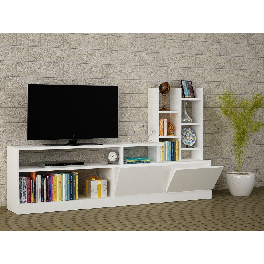 Comode TV DOLUNAY, melamina, 165x91x25 cm, Alb - Prestigehome.ro - Comode TV - Prestige