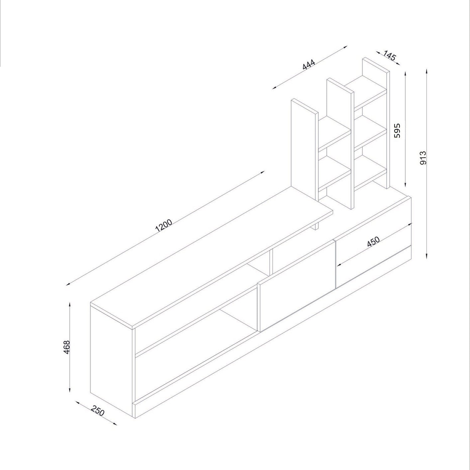 Comode TV DOLUNAY, melamina, 165x91x25 cm, Alb - Prestigehome.ro - Comode TV - Prestige