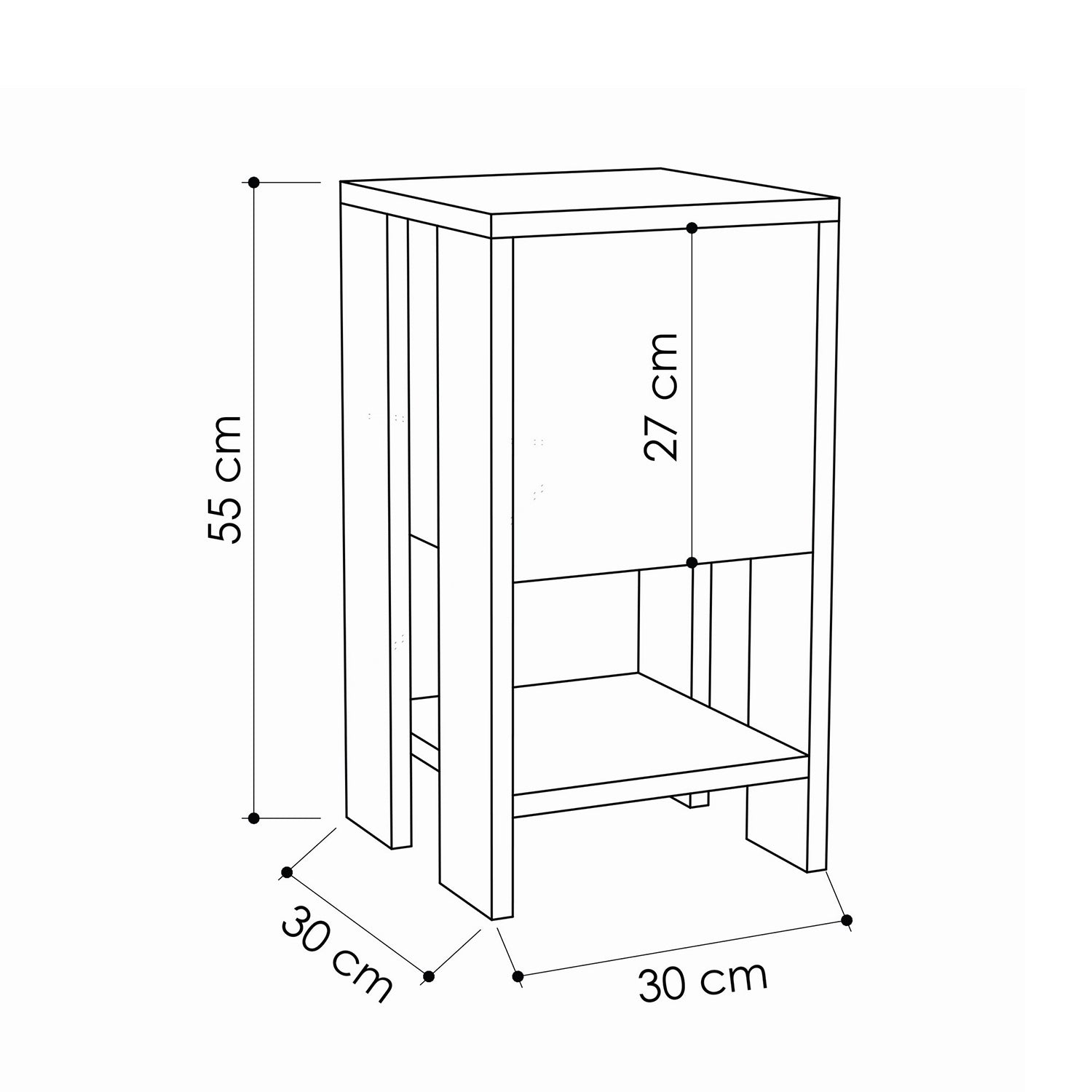 Noptiera EMA, 30x55x30 cm - Prestigehome.ro - Masute - Prestige - #Culoare_Antracit-Natur