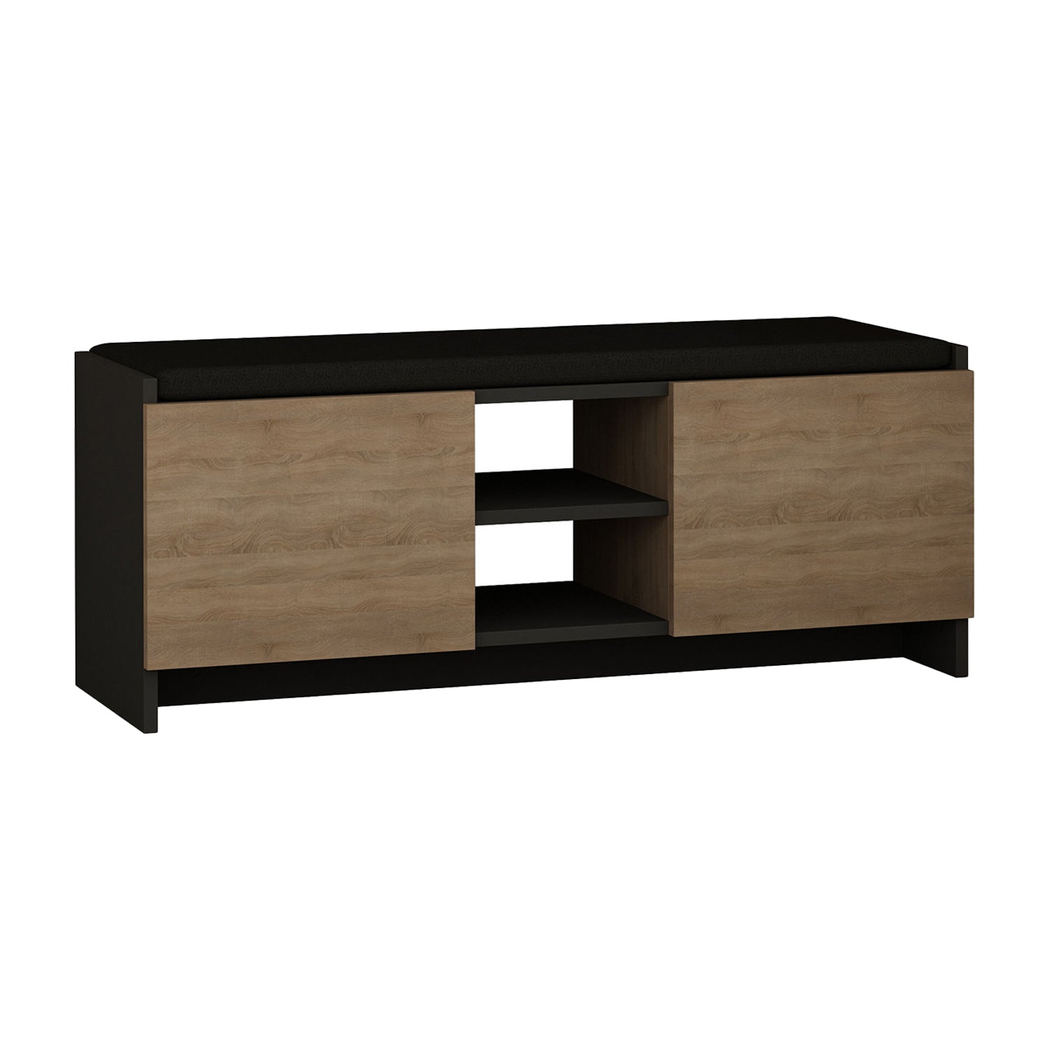 Pantofar 2 usi, 2 rafturi ZULLA, 110x43x37 cm - Prestigehome.ro - Mobilier Hol - Prestige - #Culoare_Negru-Natur