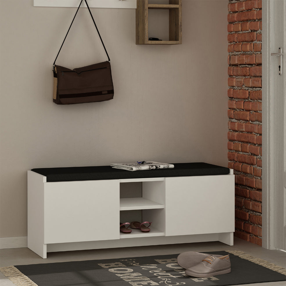 Pantofar 2 usi, 2 rafturi ZULLA, 110x43x37 cm - Prestigehome.ro - Mobilier Hol - Prestige - #Culoare_Alb-Negru