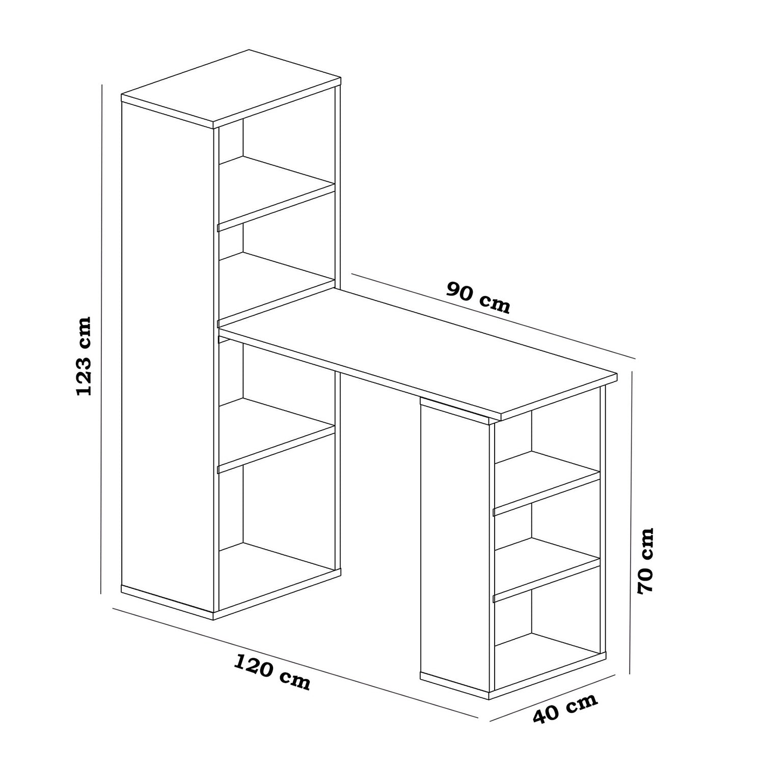 Birou LAST cu rafturi, 120x123x40 cm, Alb - Prestigehome.ro - Birou - Prestige