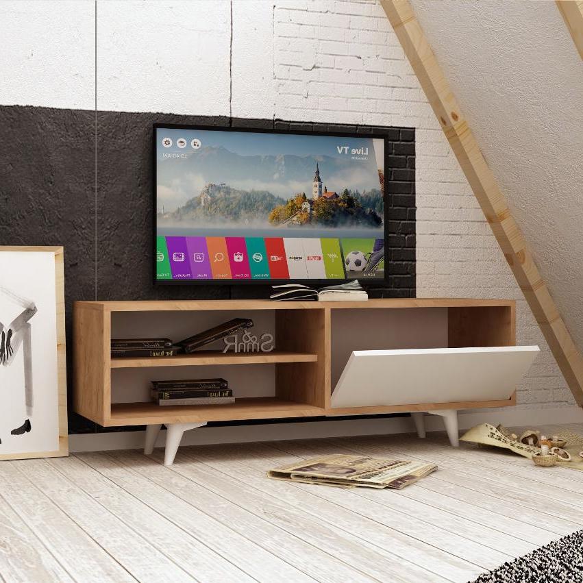 Comode TV MAKU, melamina, 120x47x35 cm, Alb/Maro - Prestigehome.ro - Comode TV - Prestige