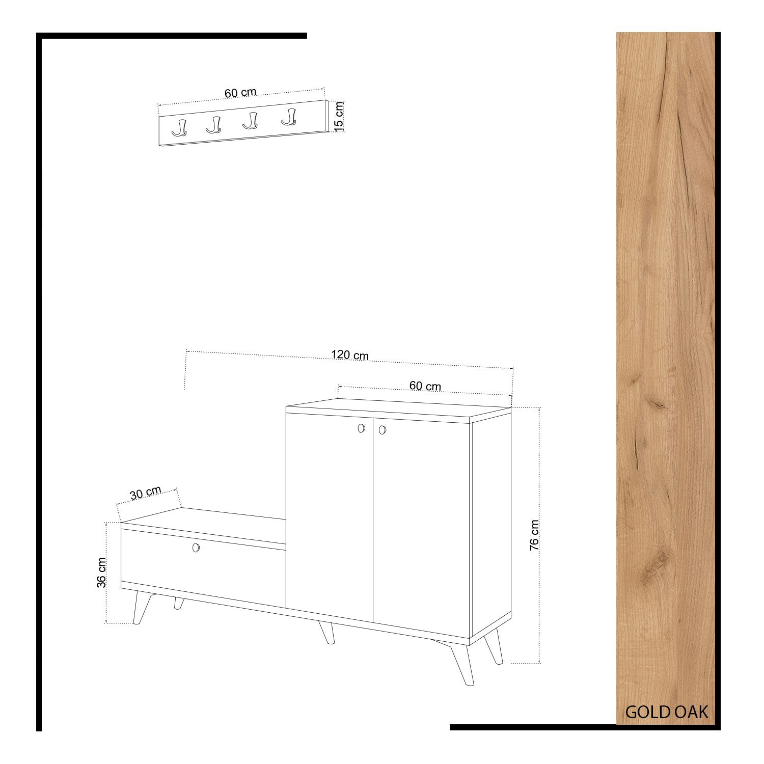 Pantofar 3 usi, 3 rafturi EVVA, 120x76x30 cm, Alb/Bej - Prestigehome.ro - Mobilier Hol - Prestige