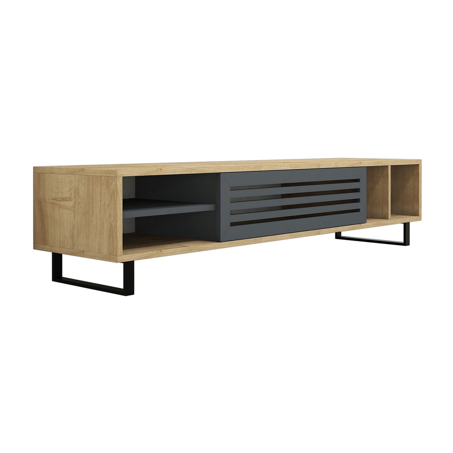 Comode TV SAFIR, melamina, 160x35x40 cm, Maro/Negru - Prestigehome.ro - Comode TV - Prestige