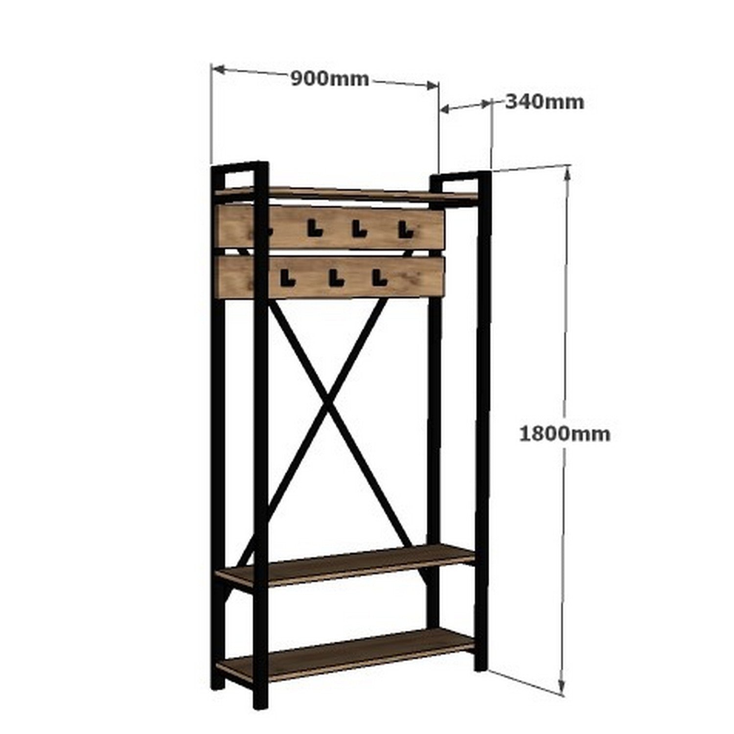 Cuier 2 rafturi ALFA, 90x180x34 cm, Bej/Gri - Prestigehome.ro - Mobilier Hol - Prestige