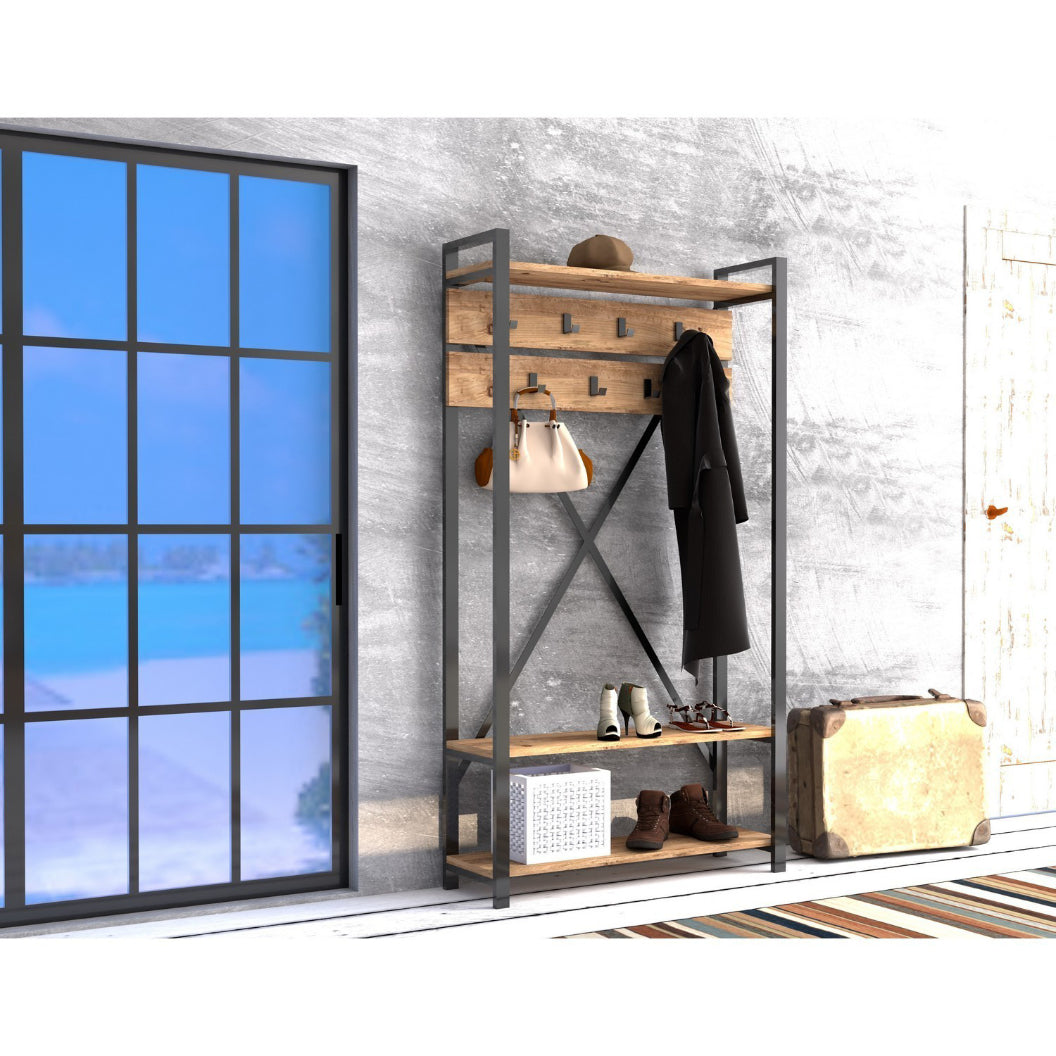 Cuier 2 rafturi ALFA, 90x180x34 cm, Bej/Gri - Prestigehome.ro - Mobilier Hol - Prestige