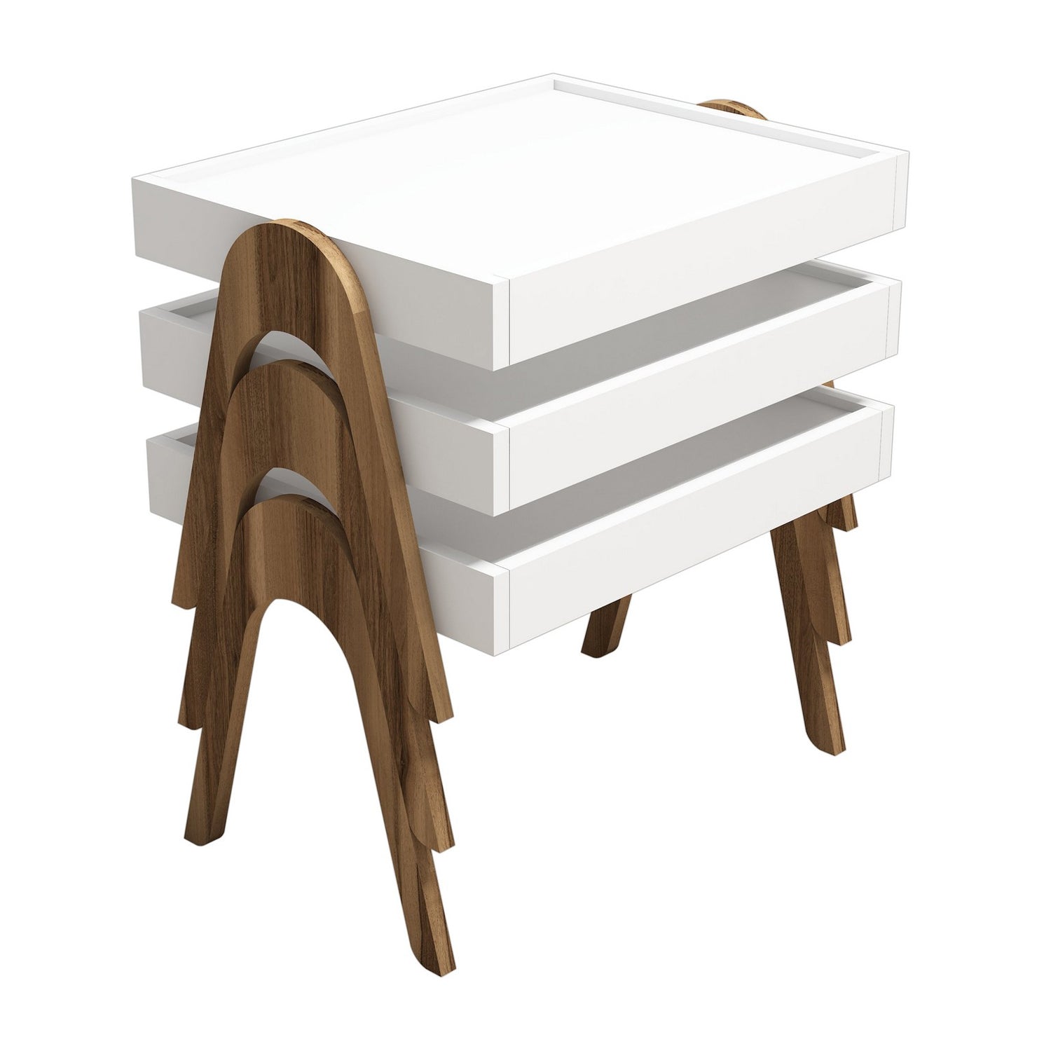 Set 3 Masute ROMA, 54x40x64 cm - Prestigehome.ro - Masute - Prestige - #Culoare_Alb/Maro